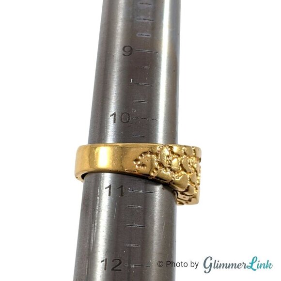 Vintage 18K HGE Nugget Clear Crystals Men's Ring Size 10.5 - Picture 8 of 9